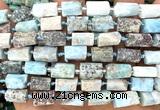 CTB1311 15 inches 6*10mm - 8*12mm faceted tube larimar beads