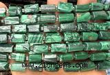 CTB1317 15 inches 6*10mm - 8*12mm faceted tube malachite beads