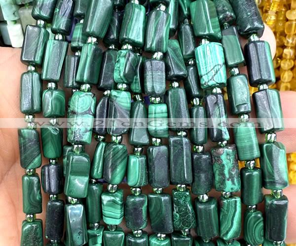 CTB1318 15 inches 6*10mm - 8*12mm faceted tube malachite beads