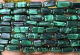 CTB1318 15 inches 6*10mm - 8*12mm faceted tube malachite beads