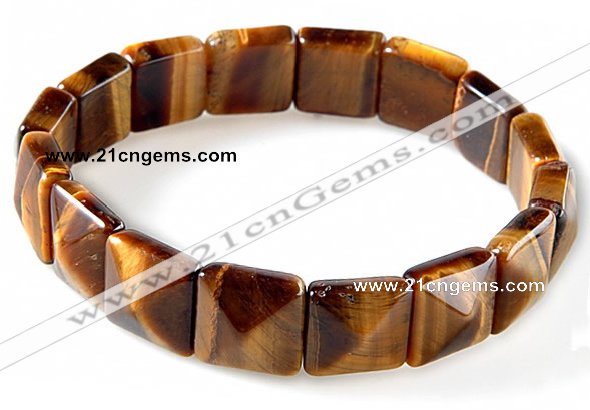 CTB15 7.5 inch 6*12mm square yellow tiger eye stretch bracelet