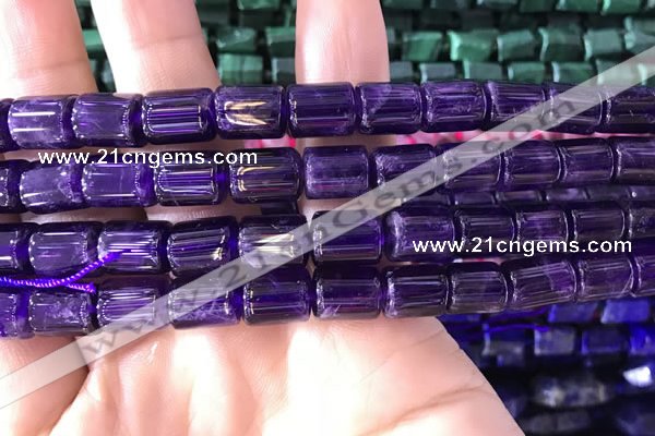 CTB257 15.5 inches 8*10mm tube natural amethyst gemstone beads