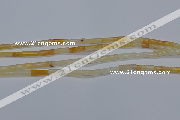 CTB321 15.5 inches 4*13mm tube yellow jade beads wholesale