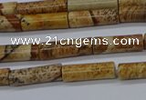 CTB332 15.5 inches 4*13mm tube picture jasper beads wholesale