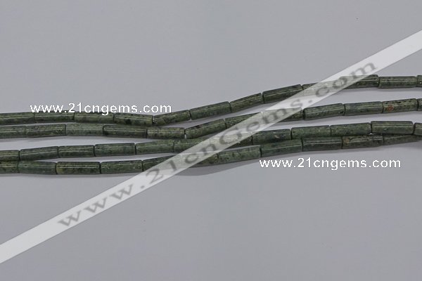 CTB337 15.5 inches 4*13mm tube green lace stone beads wholesale