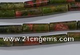 CTB350 15.5 inches 4*13mm tube unakite beads wholesale