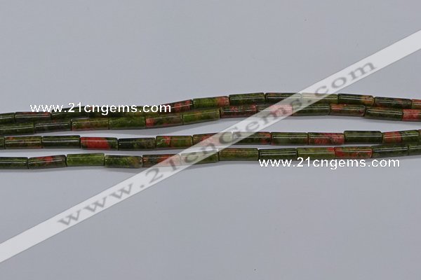 CTB350 15.5 inches 4*13mm tube unakite beads wholesale