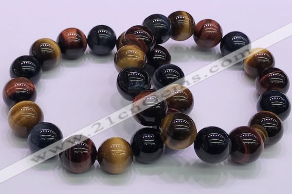 CTB39 7.5 inches 14mm round colorful tiger eye beaded bracelets