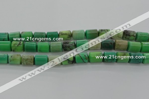 CTB516 15.5 inches 10*13mm triangle grass agate beads wholesale