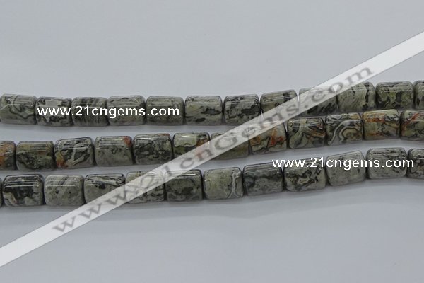 CTB525 15.5 inches 10*13mm triangle grey picture jasper beads wholesale