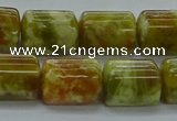 CTB548 15.5 inches 10*13mm triangle green dragon serpentine jasper beads