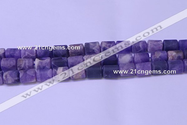 CTB563 15.5 inches 10*13mm triangle matte dogtooth amethyst beads