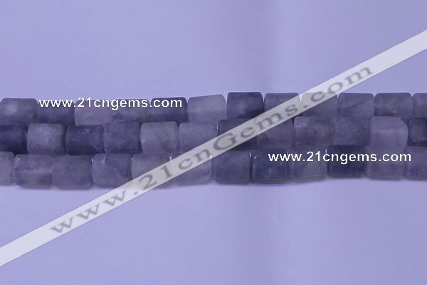 CTB565 15.5 inches 10*13mm triangle matte cloudy quartz beads