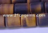 CTB574 15.5 inches 10*13mm triangle matte yellow tiger eye beads