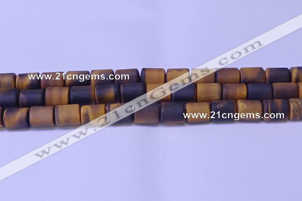 CTB574 15.5 inches 10*13mm triangle matte yellow tiger eye beads