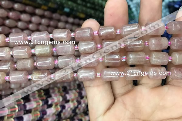 CTB604 15.5 inches 8*12mm tube strawberry quartz beads wholesale