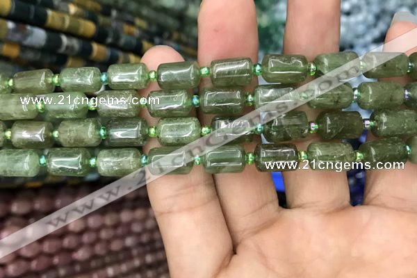 CTB605 15.5 inches 7*11mm tube green strawberry quartz beads wholesale