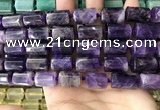 CTB618 15.5 inches 11*16mm - 12*18mm faceted tube amethyst beads