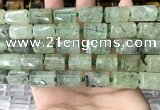 CTB621 11*16mm - 12*18mm faceted tube green rutilated quartz beads