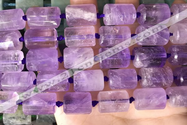 CTB651 15.5 inches 12*16mm faceted tube amethyst beads