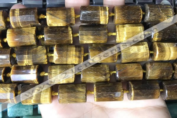CTB657 15.5 inches 12*16mm faceted tube yellow tiger eye beads
