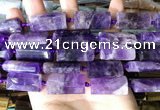 CTB671 14*27mm - 15*28mm faceted flat tube amethyst beads