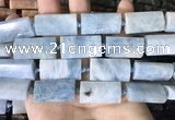 CTB673 14*27mm - 15*28mm faceted flat tube aquamarine beads