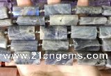 CTB674 14*27mm - 15*28mm faceted flat tube labradorite beads