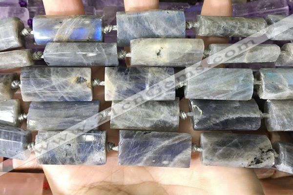 CTB674 14*27mm - 15*28mm faceted flat tube labradorite beads