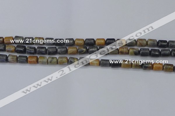 CTB712 15.5 inches 6*8mm tube black picasso jasper beads wholesale