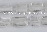 CTB730 15.5 inches 6*10mm - 8*12mm faceted tube white crystal beads