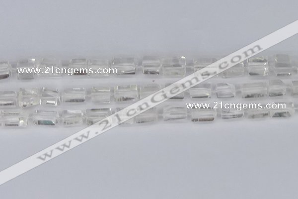 CTB730 15.5 inches 6*10mm - 8*12mm faceted tube white crystal beads