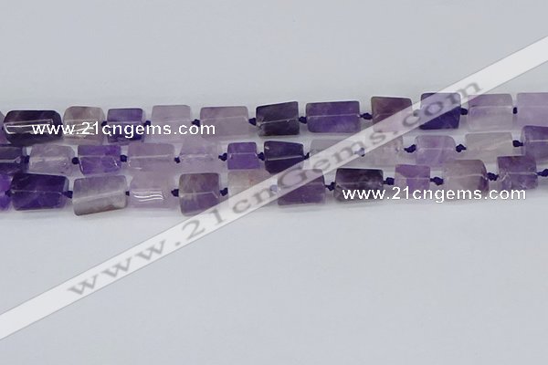 CTB732 15.5 inches 6*10mm - 8*12mm faceted tube amethyst beads