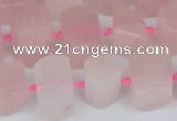 CTB751 15.5 inches 6*10mm - 8*12mm faceted tube rose quartz beads