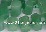 CTB756 15.5 inches 6*10mm - 8*12mm faceted tube green aventurine beads