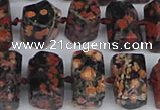 CTB761 6*10mm - 8*12mm faceted tube red snowflake obsidian beads