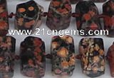 CTB761 6*10mm - 8*12mm faceted tube red snowflake obsidian beads