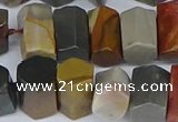 CTB762 6*10mm - 8*12mm faceted tube polychrome jasper beads