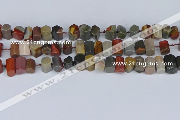 CTB762 6*10mm - 8*12mm faceted tube polychrome jasper beads