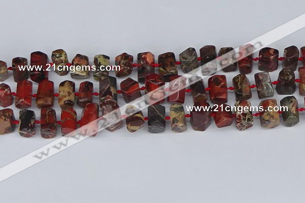 CTB763 15.5 inches 6*10mm - 8*12mm faceted tube poppy jasper beads