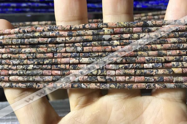 CTB816 15.5 inches 2*4mm tube leopard skin jasper beads wholesale