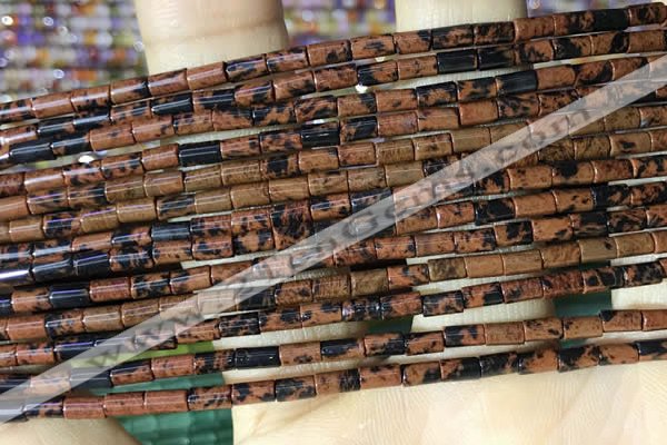 CTB817 15.5 inches 2*4mm tube mahogany obsidian beads wholesale