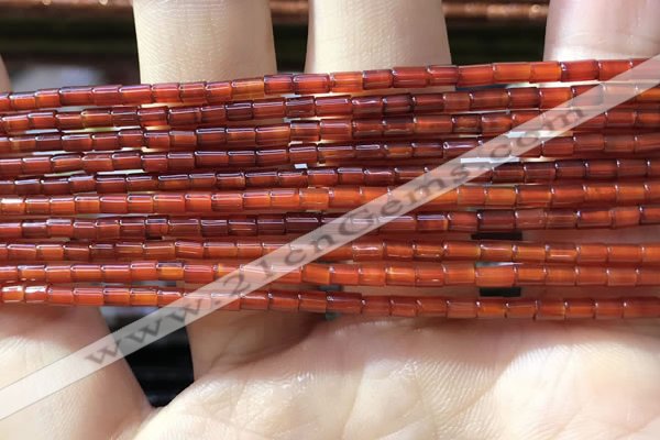 CTB820 15.5 inches 2*4mm tube red agate beads wholesale