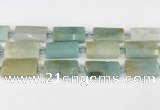 CTB851 13*25mm - 15*28mm faceted flat tube amazonite beads
