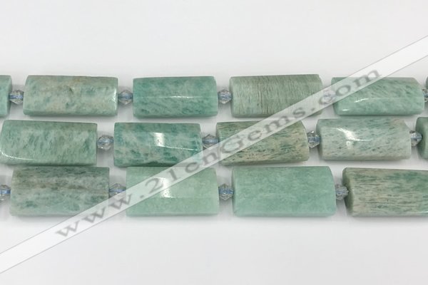 CTB852 13*25mm - 15*28mm faceted flat tube amazonite beads