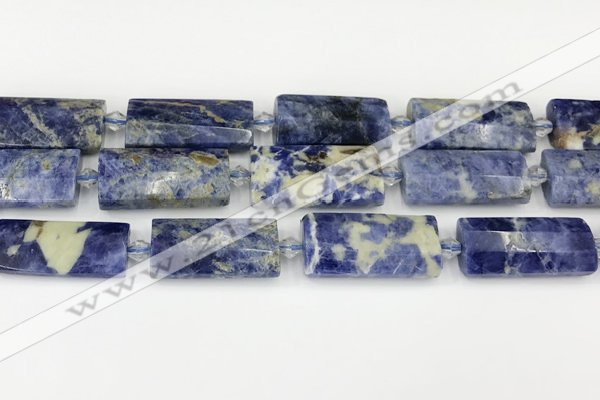 CTB853 13*25mm - 15*28mm faceted flat tube sodalite beads