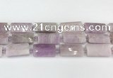 CTB854 13*25mm - 15*28mm faceted flat tube kunzite beads