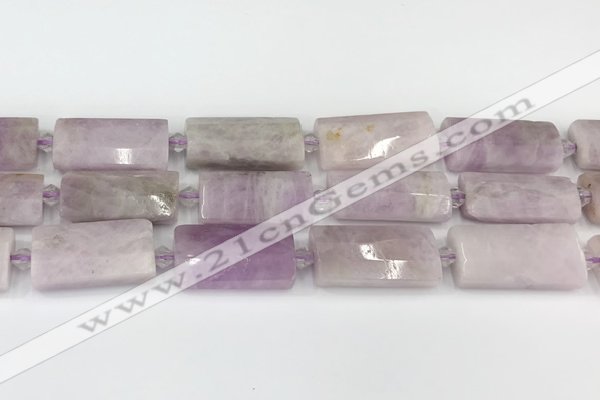 CTB854 13*25mm - 15*28mm faceted flat tube kunzite beads