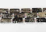 CTB855 13*25mm - 15*28mm faceted flat tube snowflake obsidian beads