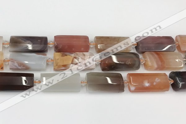 CTB856 13*25mm - 15*28mm faceted flat tube agate beads